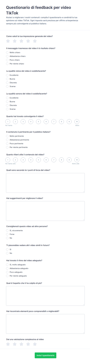 Feedback Sul Video TikTok Survey