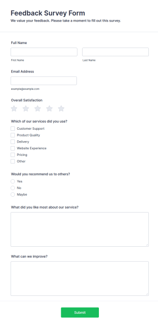 Feedback Survey Form Template