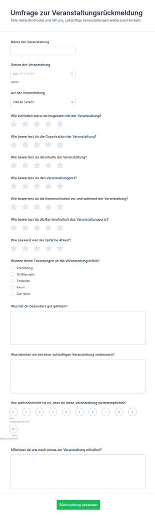 Feedback Survey Für Die Veranstaltung