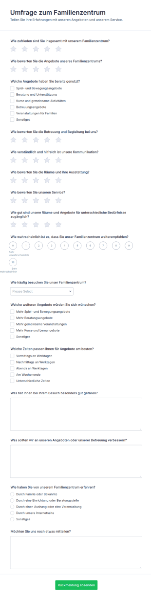 Feedback Umfrage Für Das Familienzentrum