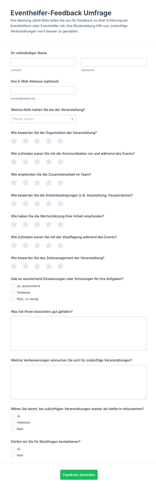 Feedback Umfrage Für Event Freiwillige