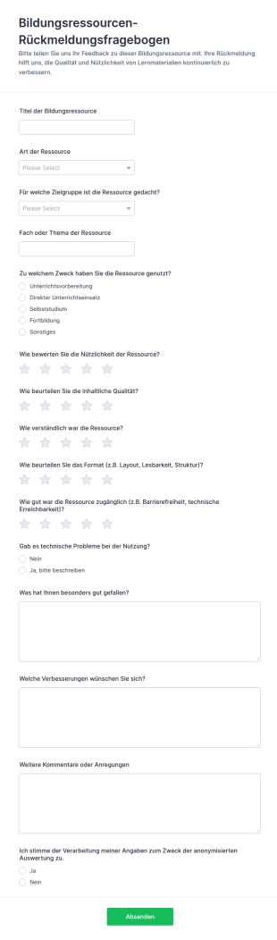 Feedback Umfrage Zu Bildungsressourcen