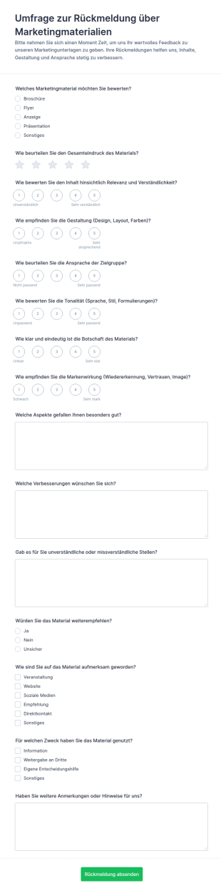 Feedback Umfrage Zu Marketingmaterialien