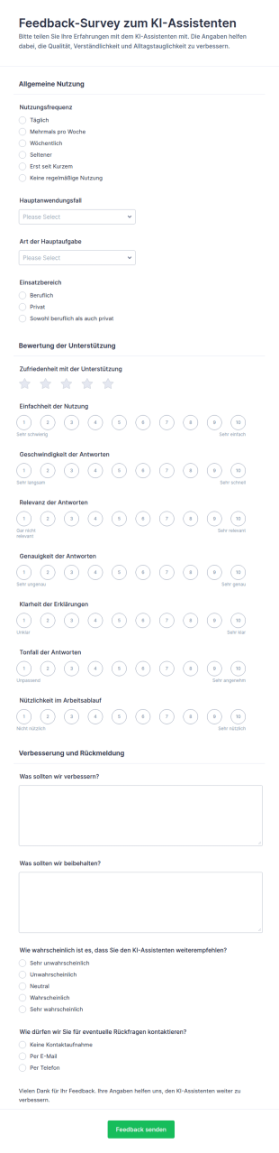 Feedback Umfrage Zum KI Assistenten