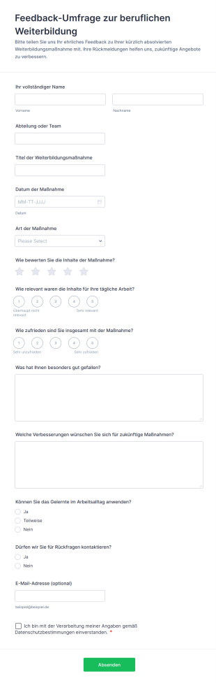 Feedback Umfrage Zur Beruflichen Weiterbildung
