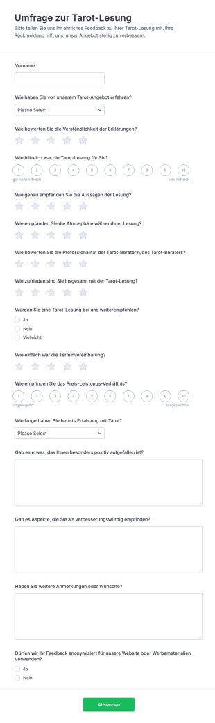 Feedback Umfrage Zur Tarot Lesung
