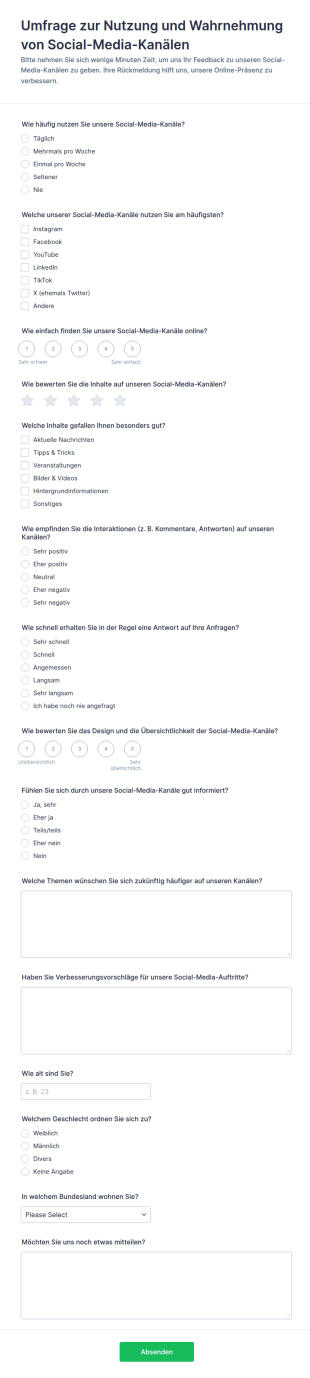 Feedback Zu Social Media Kanälen Umfrage