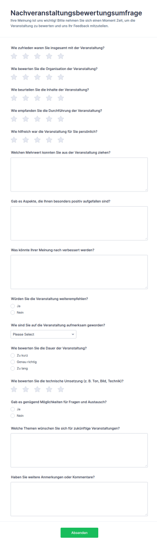 Feedback Zum Event Survey