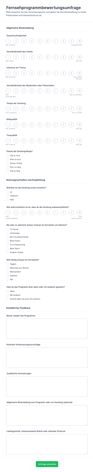 Feedback Zum Fernsehprogramm Survey