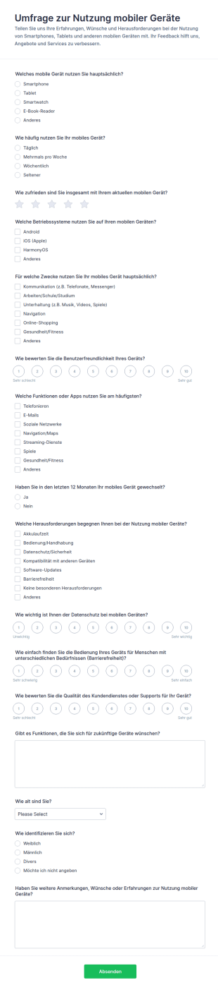 Feedback Zum Mobilen Endgerät Survey