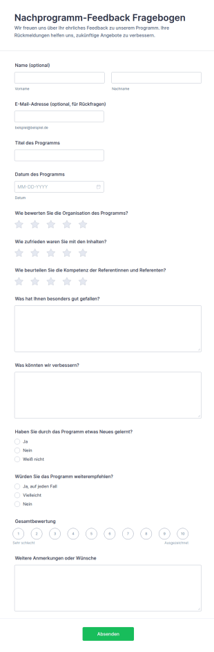 Feedback Zum Programmabschluss Survey