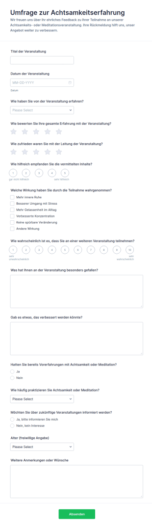 Feedback Zur Achtsamkeitserfahrung Survey