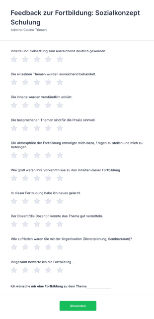 Feedback Zur Fortbildung: Sozialkonzept Schulung Form Template