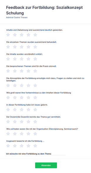 Feedback Zur Fortbildung: Sozialkonzept Schulung
