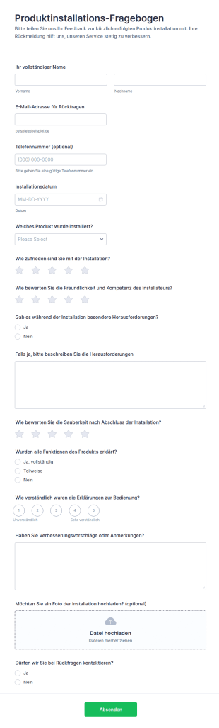 Feedback Zur Installation Von Produkten