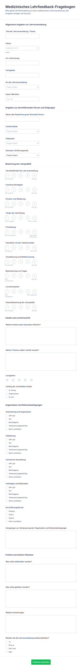 Feedback Zur Medizinischen Lehre Umfrage