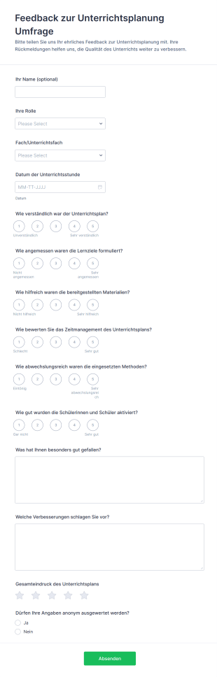 Feedback Zur Unterrichtsplanung Umfrage
