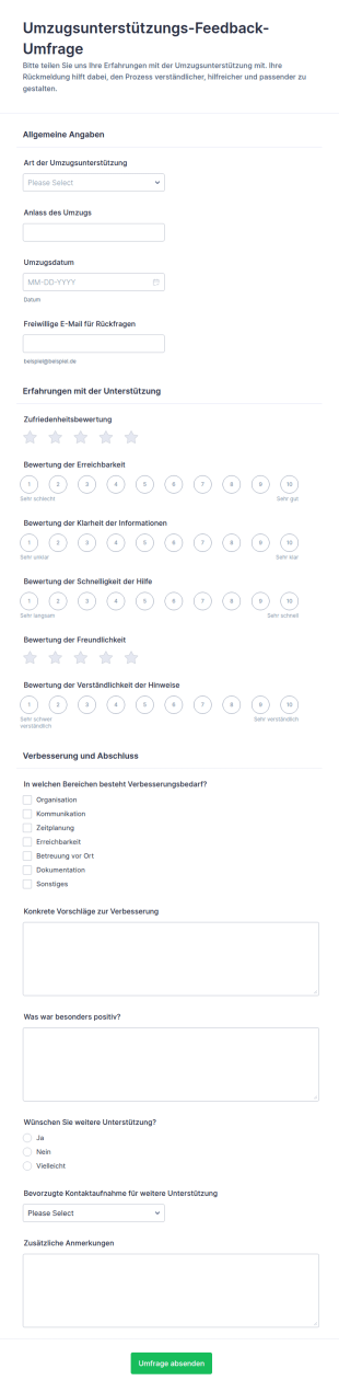 Feedback Zur Unterstützung Bei Umzug