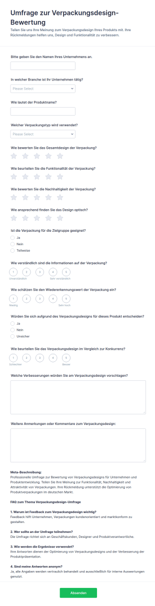 Feedback Zur Verpackungsdesign Umfrage