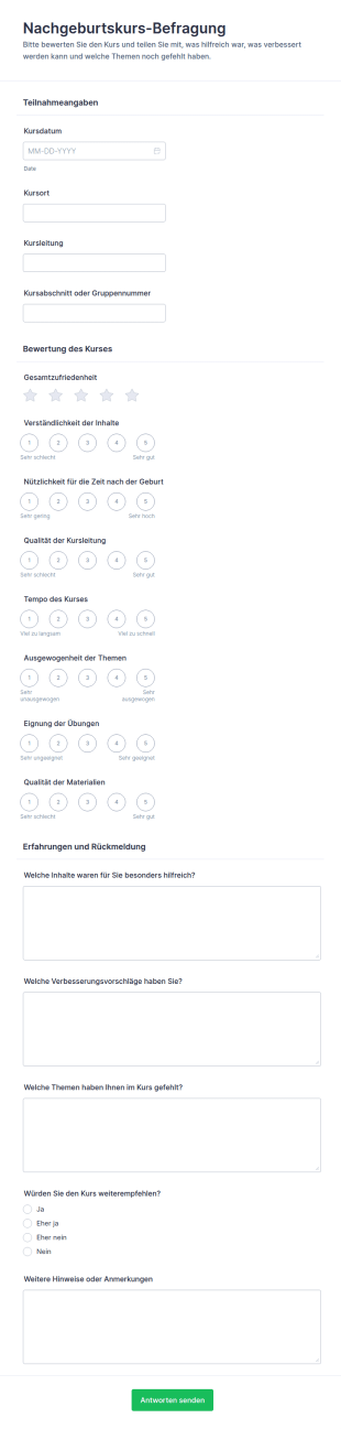 Feedback Zur Wochenbettgruppe Survey