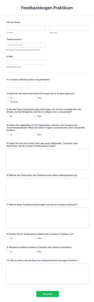 Feedbackbogen Praktikum
