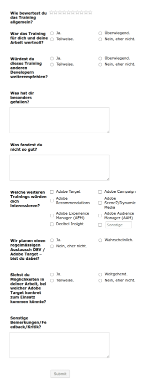 Feedbackformular Für Adobe Target For Developer Form Template