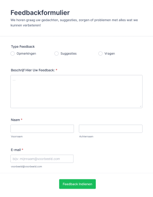 Feedbackformulier Form Template
