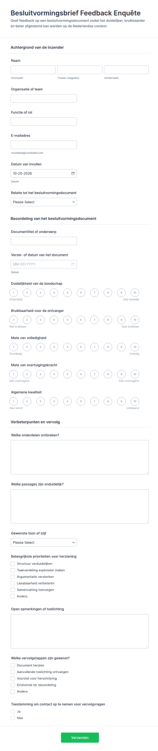 Feedbacksurvey Over Beslissingsnotitie