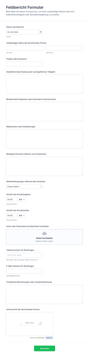 Feldbericht Formular