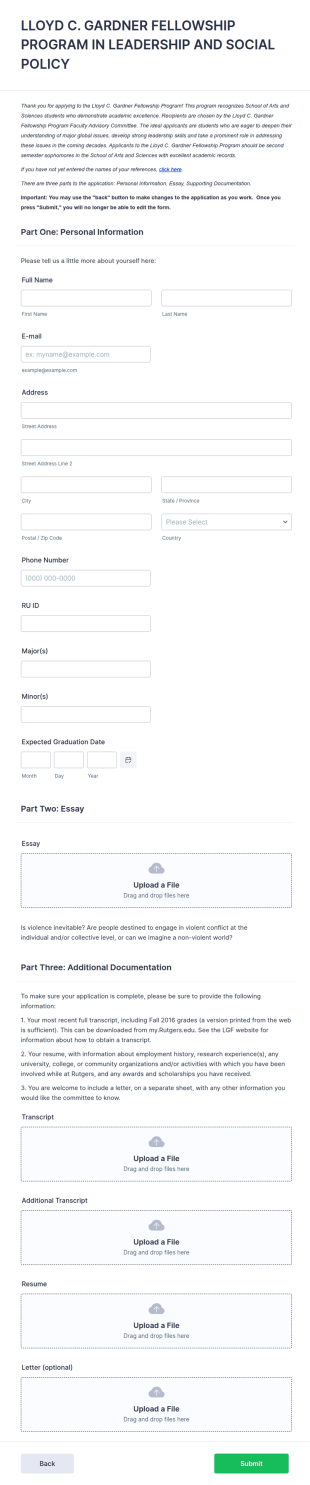Fellowship Program Application Form Template