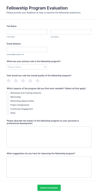 Fellowship Program Evaluation Form Template