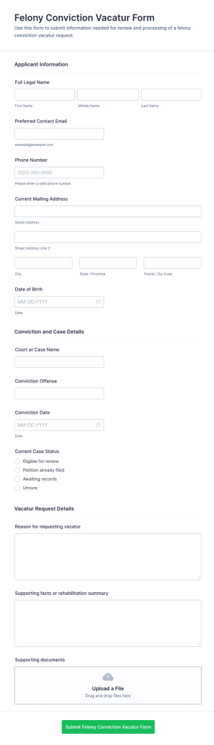 Felony Conviction Vacatur Form Template