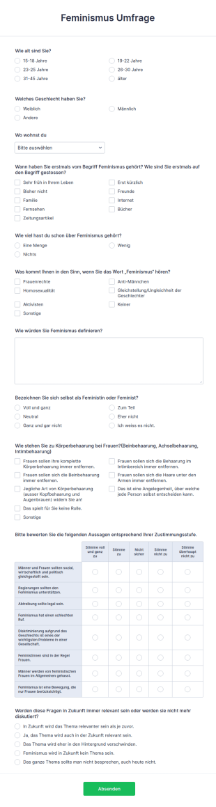 Feminismus Umfrage