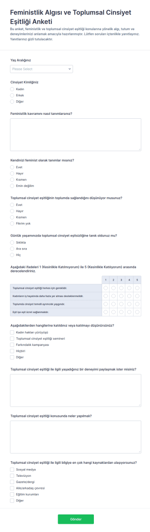 Feminizm Anketi Form Şablonu