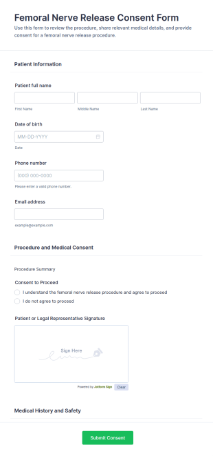 Femoral Nerve Release Consent Form Template