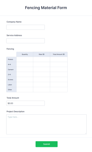 Fencing Material Request Form Template