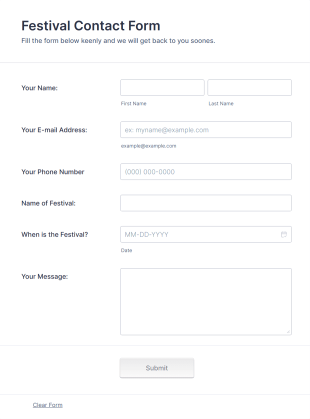 Town Festival Contact Form Template