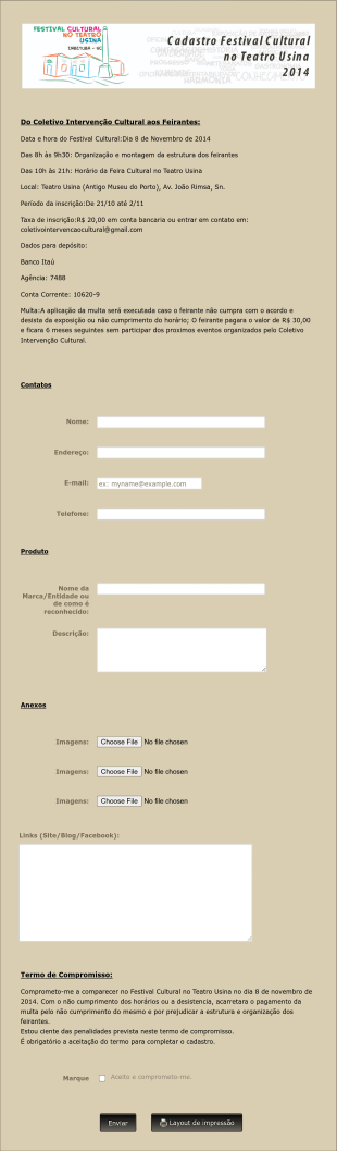 Festival Cultural Teatro Usina 2014 Form Template