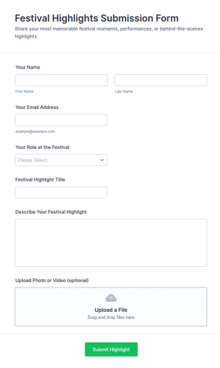 Festival Highlights Submission Form Template