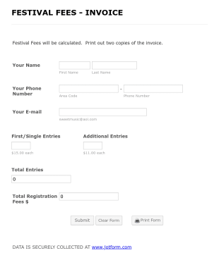 Festival Invoice Form Template
