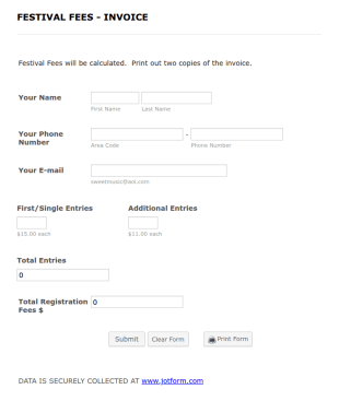 Festival Invoice Form Template