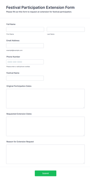 Festival Participation Extension Form Template
