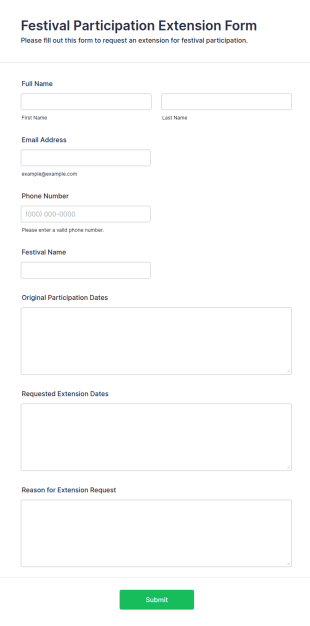 Festival Participation Extension Form Template