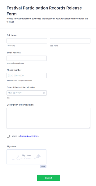 Festival Participation Records Release Form Template