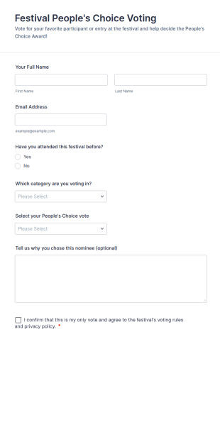 Festival People's Choice Voting Form Template