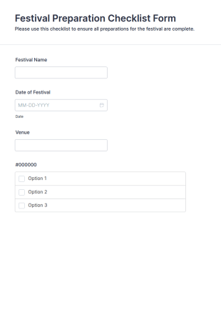 Festival Preparation Checklist Form Template