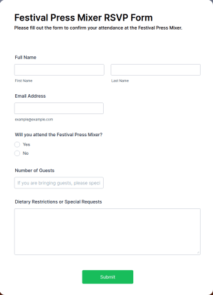 Festival Press Mixer RSVP Form Template