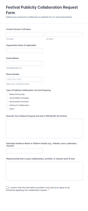 Festival Publicity Collaboration Request Form Template