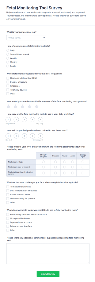 Fetal Monitoring Tool Survey Form Template