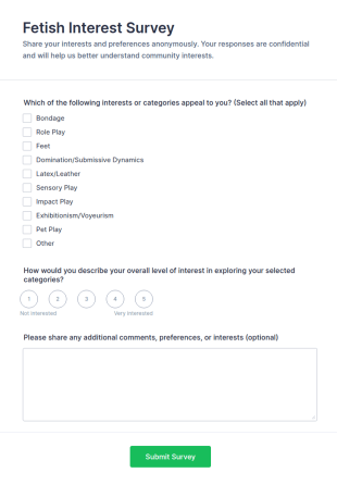 Fetish Interest Survey Form Template